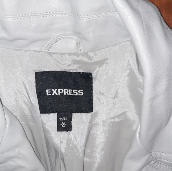 Express Faux Leather Biker Jacket Quilted Gray Medium - Picture 6 of 11